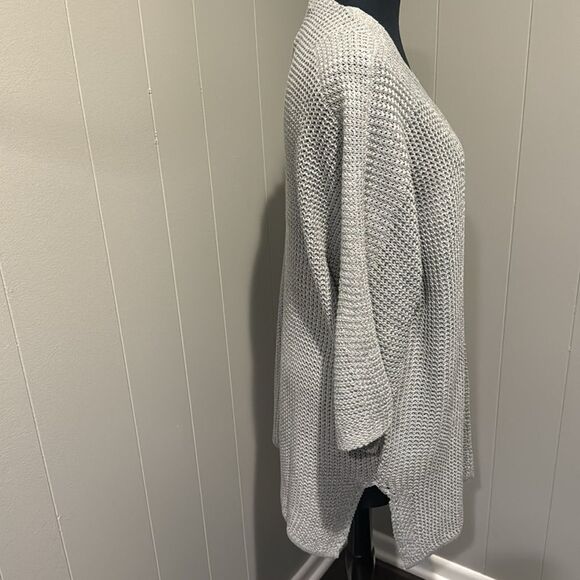 Max Studio light gray lightweight long knit open front dolman sleeve cardigan XS - Picture 4 of 7